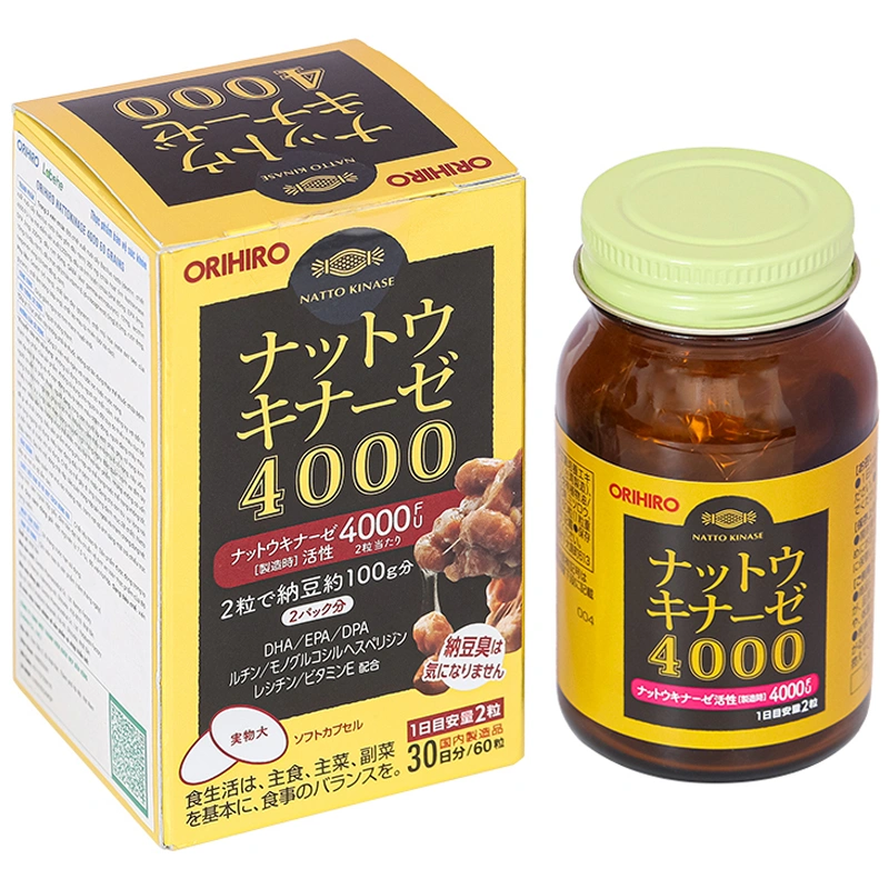 Thực phẩm bảo vệ sức khỏe Orihiro Nattokinase 4000 60 Grains - 